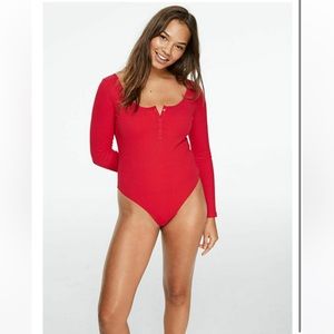 NWOT Victoria’s Secret PINK Ribbed Long Sleeve Bodysuit